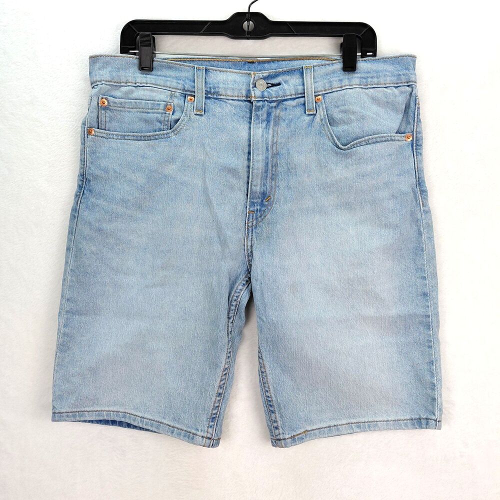 Levis 405 Shorts Jorts Mens Size 34 Blue Denim Light Wash Classic Waterless
